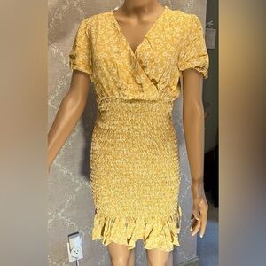 Urban Outfitters Dresses Urban Outfitters Lumiere NWT Orange Floral Smocked Mini